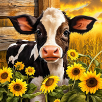 Kalb im Sonnenblumenfeld Diamond Painting