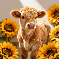 Kalb mit Sonnenblumen Diamond Painting