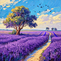 Lavendelfeld mit Baum Diamond Painting