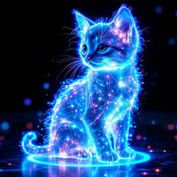 Leuchtende Galaxie Katze Diamond Painting