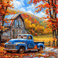 Oldtimer Pickup im Herbst Diamond Painting