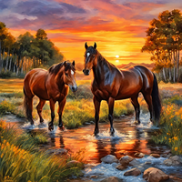 Pferde im Sonnenuntergang Diamond Painting