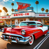 Roter Oldtimer am Drive-in Diamond Painting