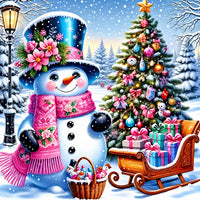 Schneemann mit Weihnachtsbaum Diamond Painting