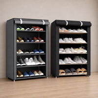 Freistehender Schuhschrank mit Stoffbezug | Schuhvitrine
