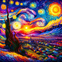Sternennacht über der Stadt Diamond Painting