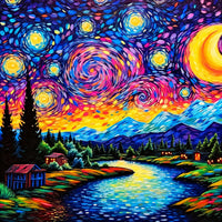 Sternennacht Landschaft Diamond Painting